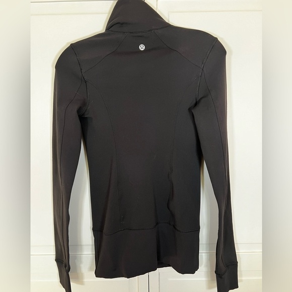 Lululemon | Nice | Asana Jacket | Black / Pow Stripe Split Pea | Thumb Holes | 2 - Picture 7 of 9